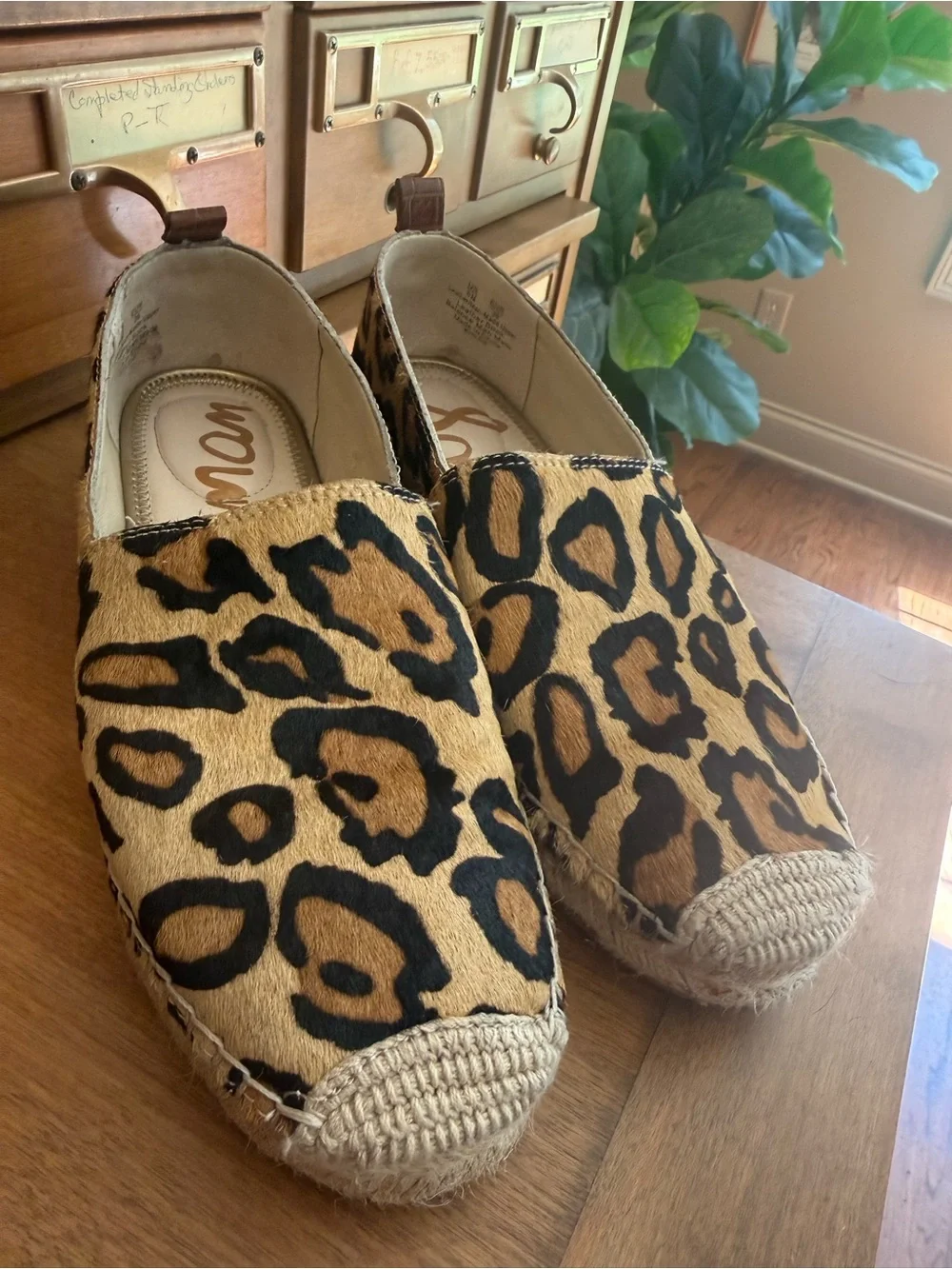 Sam Edelman Leopard Haircalf Espadrille Slip-On Loafers Size 6M